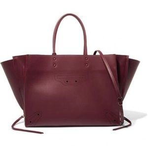 BALENCIAGA Calfskin Leather Papier Za Blackout B4 Perforated Leather Tote